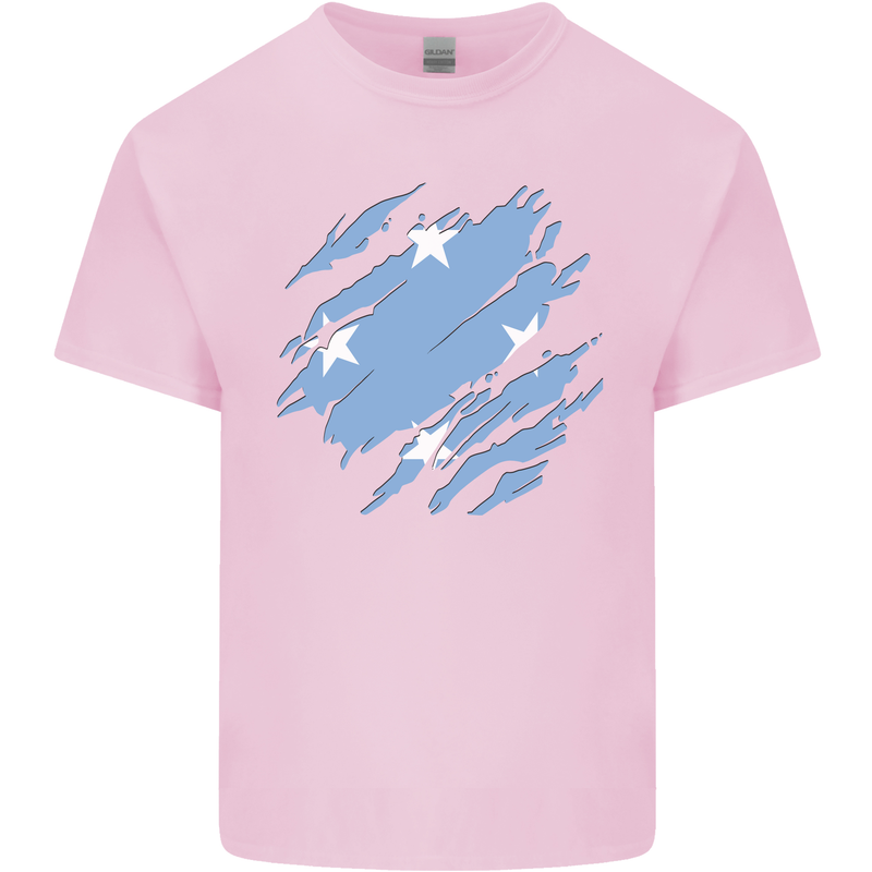 Torn Micronesia Flag Micronesian Day Football Kids T-Shirt Childrens Light Pink