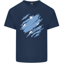 Torn Micronesia Flag Micronesian Day Football Kids T-Shirt Childrens Navy Blue