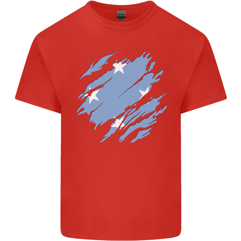 Torn Micronesia Flag Micronesian Day Football Kids T-Shirt Childrens Red