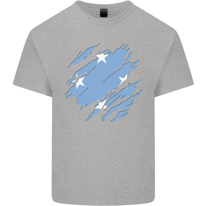 Torn Micronesia Flag Micronesian Day Football Kids T-Shirt Childrens Sports Grey