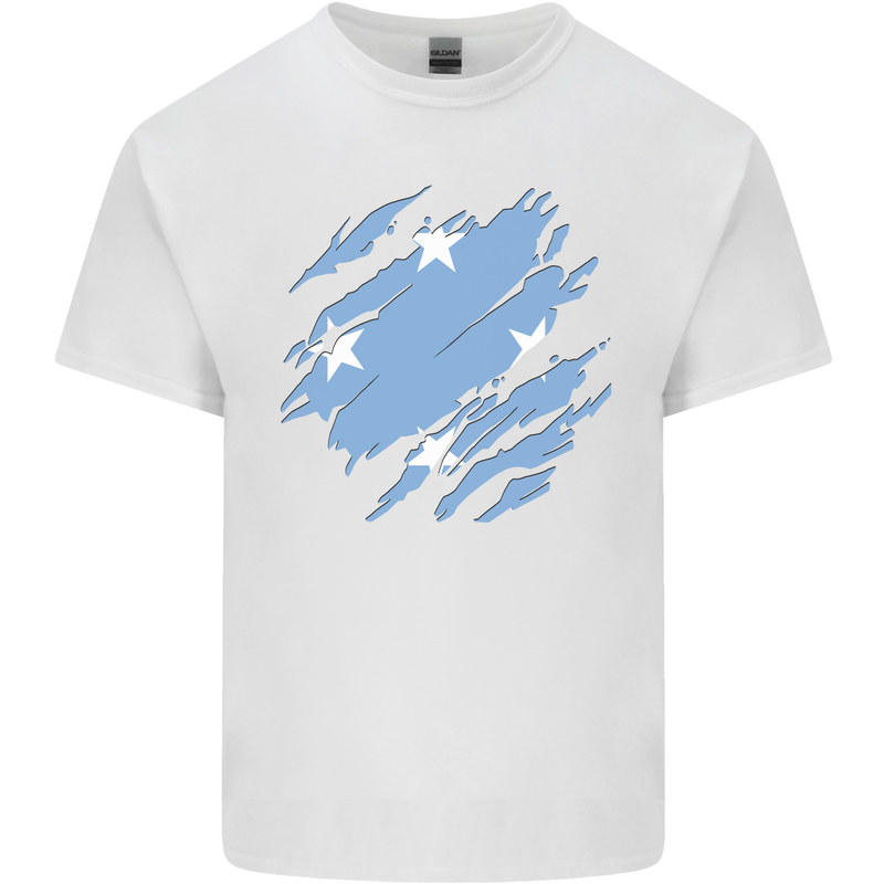 Torn Micronesia Flag Micronesian Day Football Kids T-Shirt Childrens White