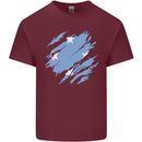 Torn Micronesia Flag Micronesian Day Football Mens Cotton T-Shirt Tee Top Maroon