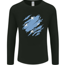 Torn Micronesia Flag Micronesian Day Football Mens Long Sleeve T-Shirt Black