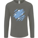Torn Micronesia Flag Micronesian Day Football Mens Long Sleeve T-Shirt Charcoal