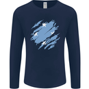 Torn Micronesia Flag Micronesian Day Football Mens Long Sleeve T-Shirt Navy Blue