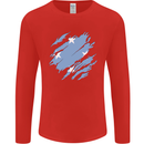 Torn Micronesia Flag Micronesian Day Football Mens Long Sleeve T-Shirt Red