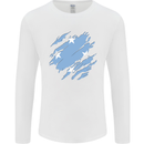 Torn Micronesia Flag Micronesian Day Football Mens Long Sleeve T-Shirt White