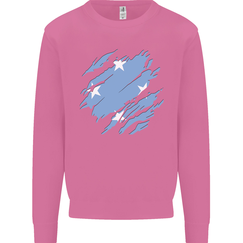 Torn Micronesia Flag Micronesian Day Football Mens Sweatshirt Jumper Azalea