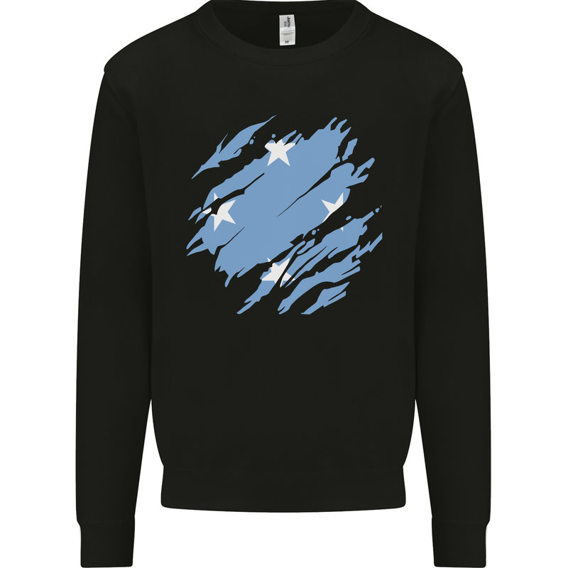 Torn Micronesia Flag Micronesian Day Football Mens Sweatshirt Jumper Black