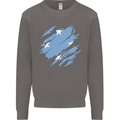 Torn Micronesia Flag Micronesian Day Football Mens Sweatshirt Jumper Charcoal