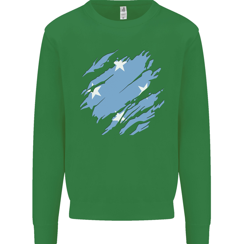 Torn Micronesia Flag Micronesian Day Football Mens Sweatshirt Jumper Irish Green