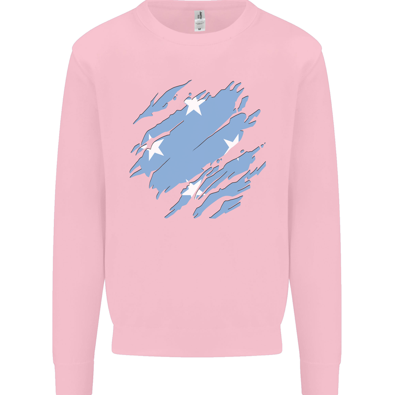Torn Micronesia Flag Micronesian Day Football Mens Sweatshirt Jumper Light Pink