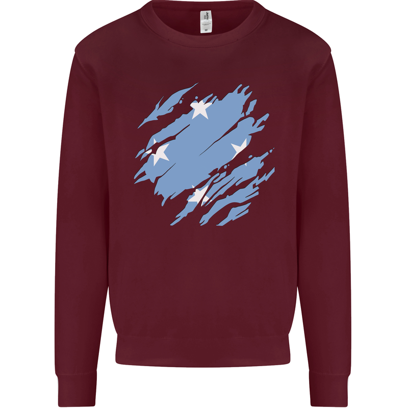 Torn Micronesia Flag Micronesian Day Football Mens Sweatshirt Jumper Maroon