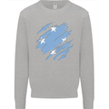 Torn Micronesia Flag Micronesian Day Football Mens Sweatshirt Jumper Sports Grey
