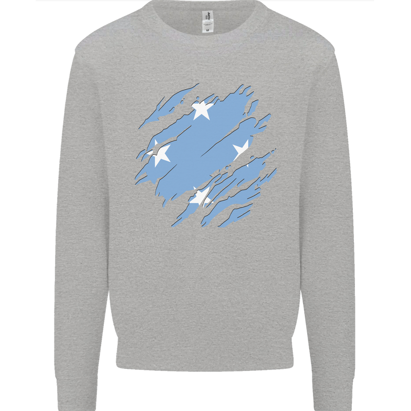 Torn Micronesia Flag Micronesian Day Football Mens Sweatshirt Jumper Sports Grey