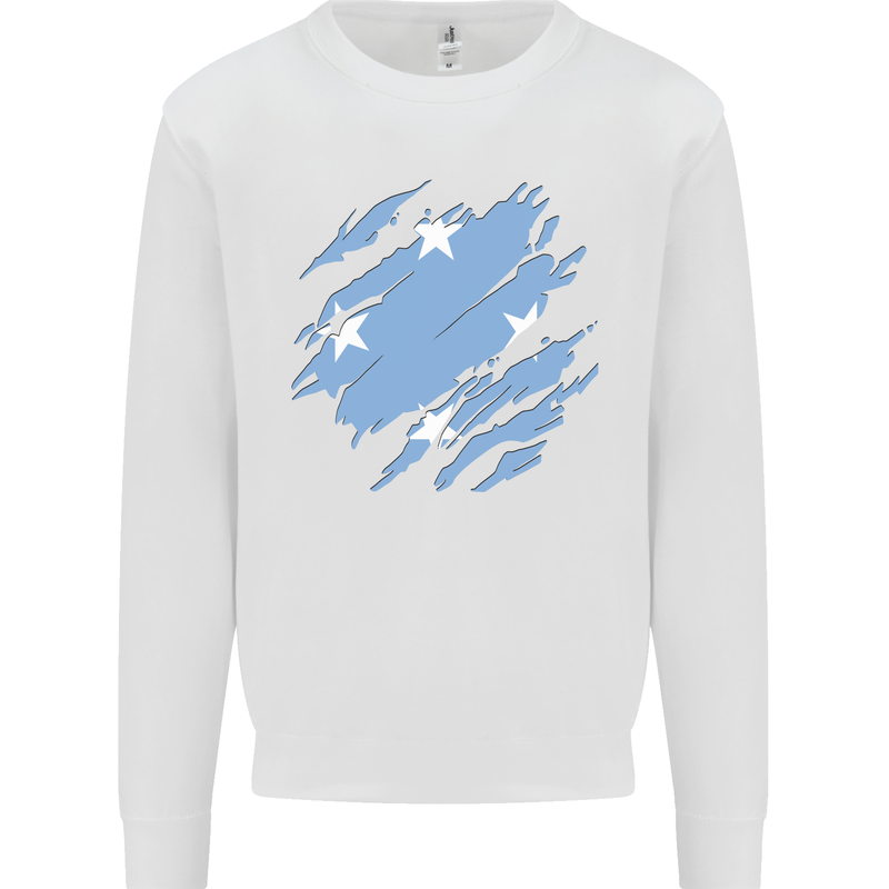 Torn Micronesia Flag Micronesian Day Football Mens Sweatshirt Jumper White