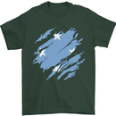 Torn Micronesia Flag Micronesian Day Football Mens T-Shirt 100% Cotton Forest Green