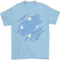 Torn Micronesia Flag Micronesian Day Football Mens T-Shirt 100% Cotton Light Blue