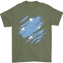 Torn Micronesia Flag Micronesian Day Football Mens T-Shirt 100% Cotton Military Green