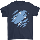 Torn Micronesia Flag Micronesian Day Football Mens T-Shirt 100% Cotton Navy Blue