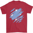 Torn Micronesia Flag Micronesian Day Football Mens T-Shirt 100% Cotton Red