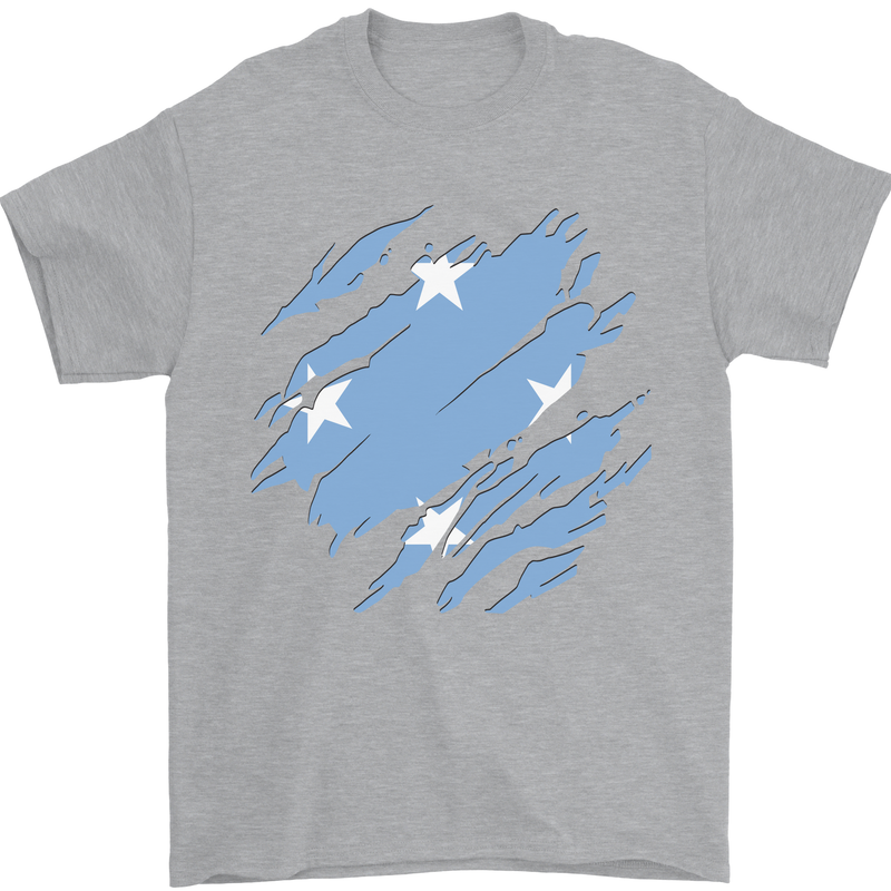 Torn Micronesia Flag Micronesian Day Football Mens T-Shirt 100% Cotton Sports Grey