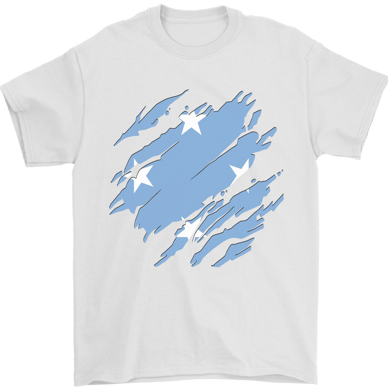 Torn Micronesia Flag Micronesian Day Football Mens T-Shirt 100% Cotton White
