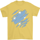 Torn Micronesia Flag Micronesian Day Football Mens T-Shirt 100% Cotton Yellow