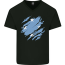 Torn Micronesia Flag Micronesian Day Football Mens V-Neck Cotton T-Shirt Black