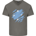 Torn Micronesia Flag Micronesian Day Football Mens V-Neck Cotton T-Shirt Charcoal