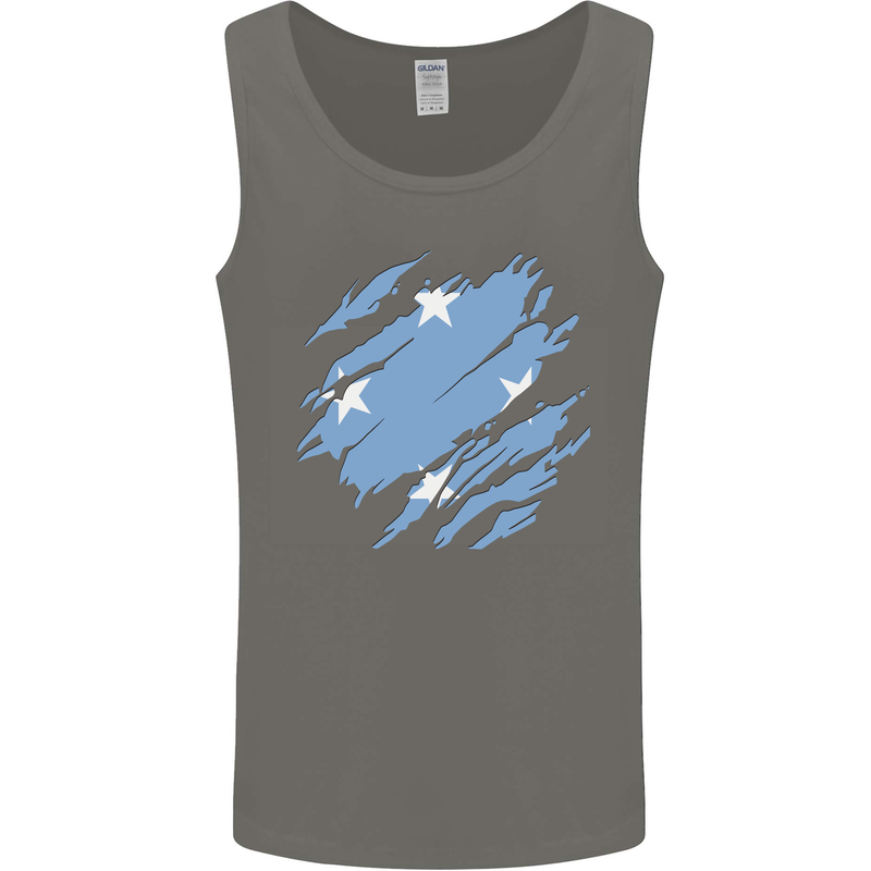 Torn Micronesia Flag Micronesian Day Football Mens Vest Tank Top Charcoal