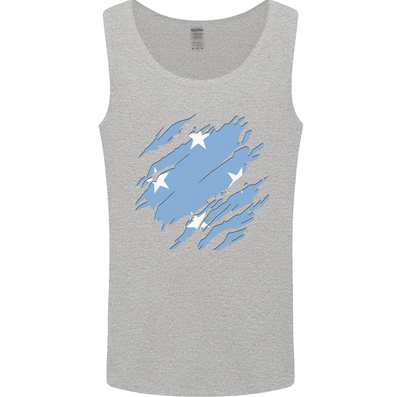Torn Micronesia Flag Micronesian Day Football Mens Vest Tank Top Sports Grey