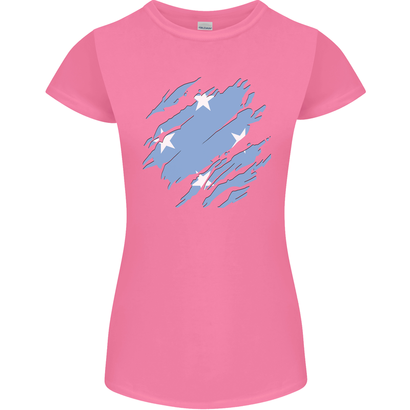 Torn Micronesia Flag Micronesian Day Football Womens Petite Cut T-Shirt Azalea
