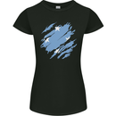 Torn Micronesia Flag Micronesian Day Football Womens Petite Cut T-Shirt Black
