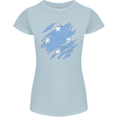 Torn Micronesia Flag Micronesian Day Football Womens Petite Cut T-Shirt Light Blue