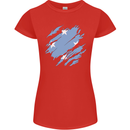 Torn Micronesia Flag Micronesian Day Football Womens Petite Cut T-Shirt Red