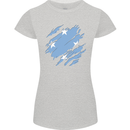 Torn Micronesia Flag Micronesian Day Football Womens Petite Cut T-Shirt Sports Grey