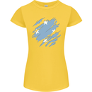 Torn Micronesia Flag Micronesian Day Football Womens Petite Cut T-Shirt Yellow