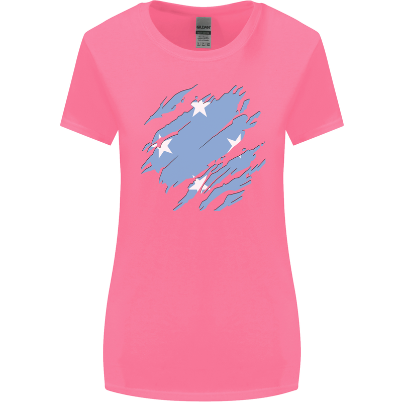 Torn Micronesia Flag Micronesian Day Football Womens Wider Cut T-Shirt Azalea