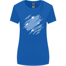Torn Micronesia Flag Micronesian Day Football Womens Wider Cut T-Shirt Royal Blue