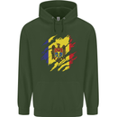 Torn Moldova Flag Moldovan Day Football Childrens Kids Hoodie Forest Green
