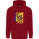 Torn Moldova Flag Moldovan Day Football Childrens Kids Hoodie Red