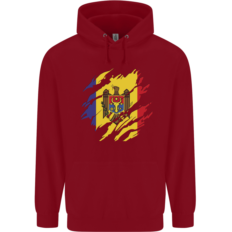 Torn Moldova Flag Moldovan Day Football Childrens Kids Hoodie Red