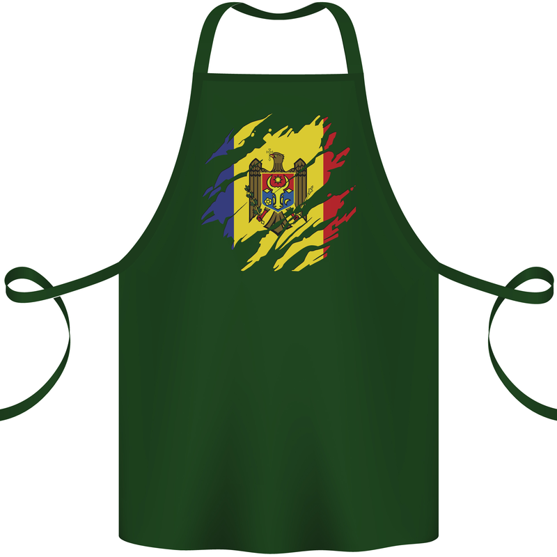 Torn Moldova Flag Moldovan Day Football Cotton Apron 100% Organic Forest Green