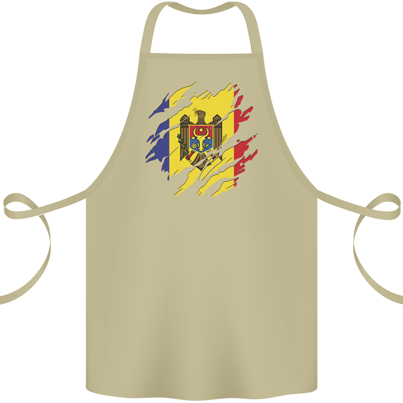 Torn Moldova Flag Moldovan Day Football Cotton Apron 100% Organic Khaki