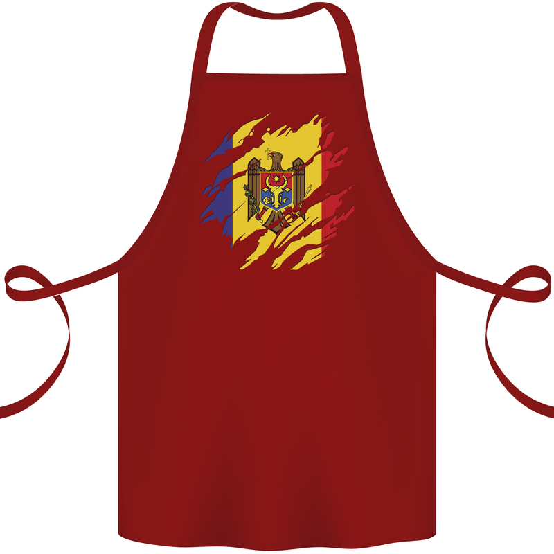 Torn Moldova Flag Moldovan Day Football Cotton Apron 100% Organic Maroon