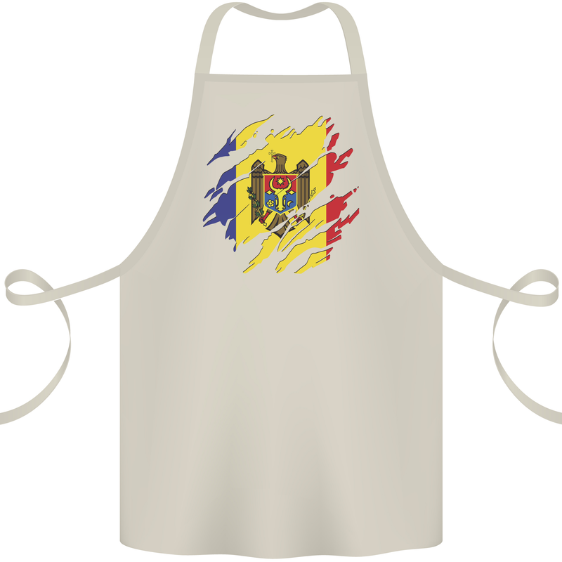 Torn Moldova Flag Moldovan Day Football Cotton Apron 100% Organic Natural