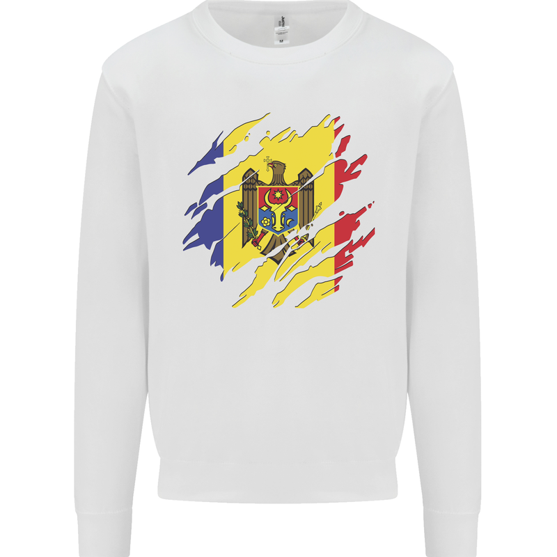 Torn Moldova Flag Moldovan Day Football Kids Sweatshirt Jumper White