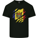 Torn Moldova Flag Moldovan Day Football Kids T-Shirt Childrens Black