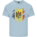 Torn Moldova Flag Moldovan Day Football Kids T-Shirt Childrens Light Blue